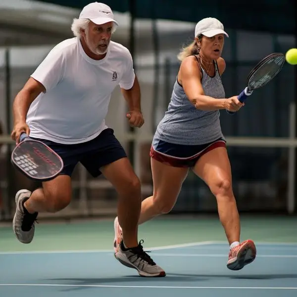 couple tournament playing pickleball